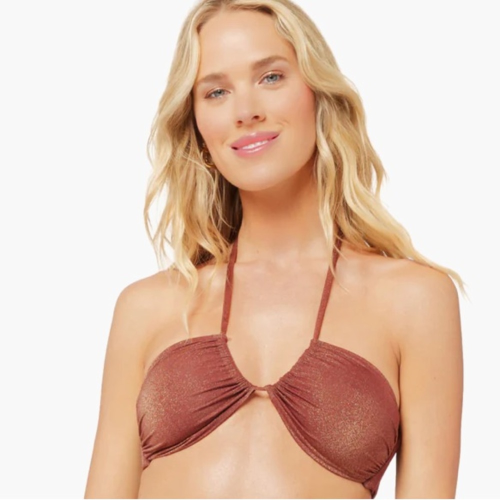 L*Space Dawn Bikini Top, Color is‎ Cafe Metallic Brown Shimmer, Size X-Large NWT